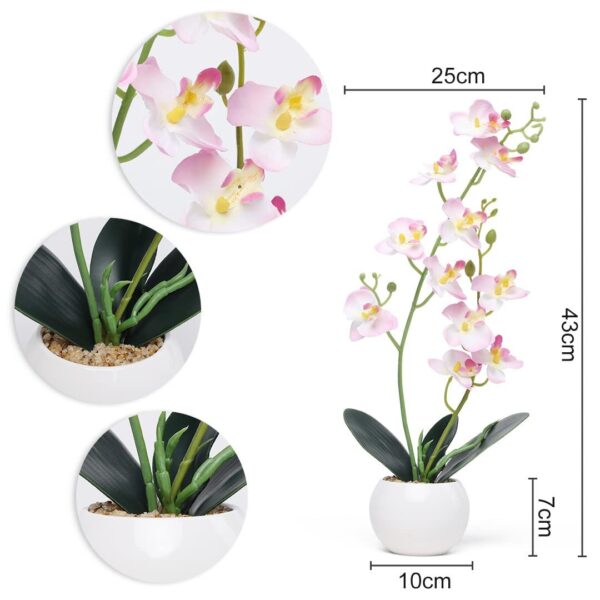 Decor And More Artificial Orchid Flowers with White Ceramic Pot Pastel Pink B - LXINDIA.COM