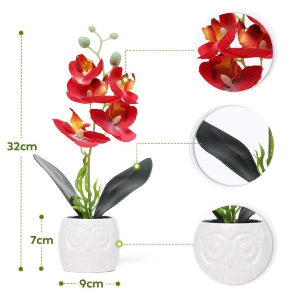 Decor And More Artificial Orchid Flowers with White Ceramic Pot Red A - LXINDIA.COM