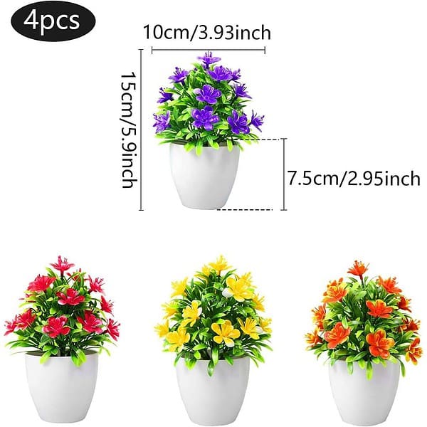 Dekorly Artificial Flowers Plants Potted Mini Lifelike Fake Plants with Pot C - LXINDIA.COM