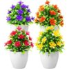 Dekorly Artificial Flowers Plants Potted Mini Lifelike Fake Plants with Pot D - LXINDIA.COM