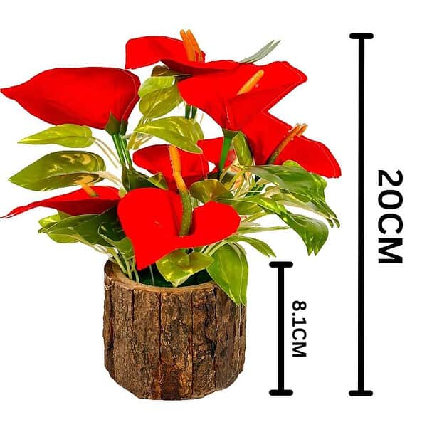 Dekorly Potted Plants Indoor Small Artificial Silk Plants Red One Plant B - LXINDIA.COM