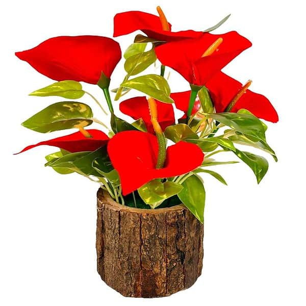 Dekorly Potted Plants Indoor Small Artificial Silk Plants Red One Plant C - LXINDIA.COM