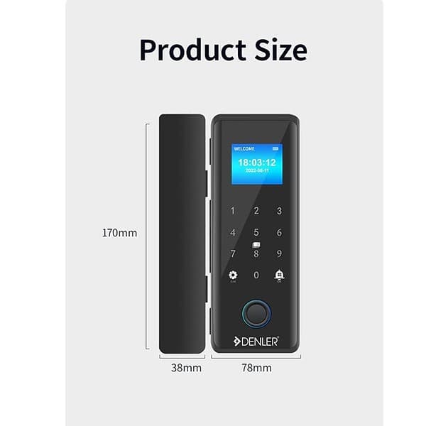 Denler DS04 Digital Glass Door Wi Fi Lock for Glass Doors Fingerprint Lock 1 - LXINDIA.COM