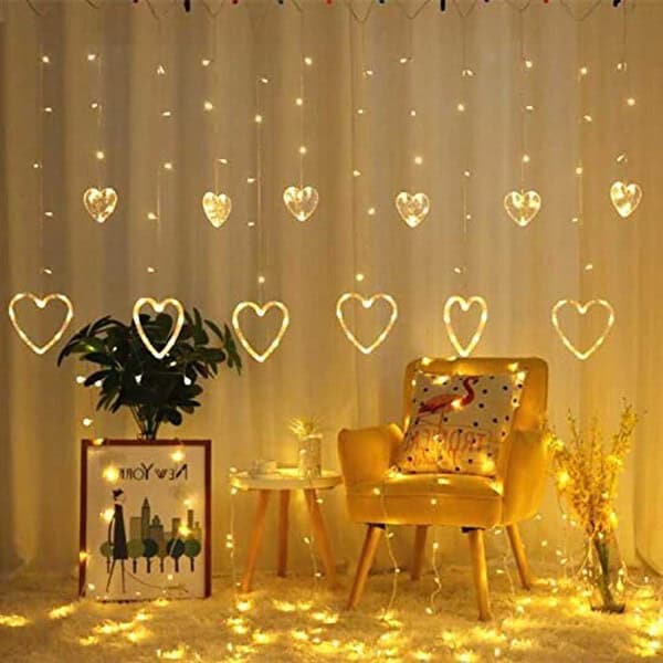 DesiDiya 130 LED Heart Shape Curtain String Lights 12 Hearts 1 - LXINDIA.COM