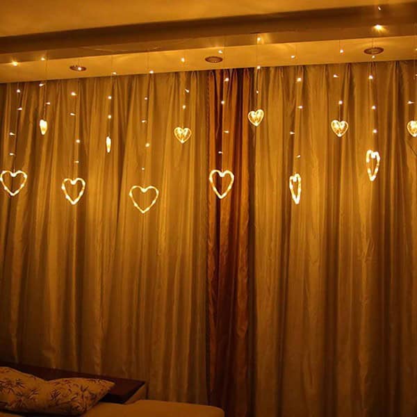 DesiDiya 130 LED Heart Shape Curtain String Lights 12 Hearts 2 - LXINDIA.COM