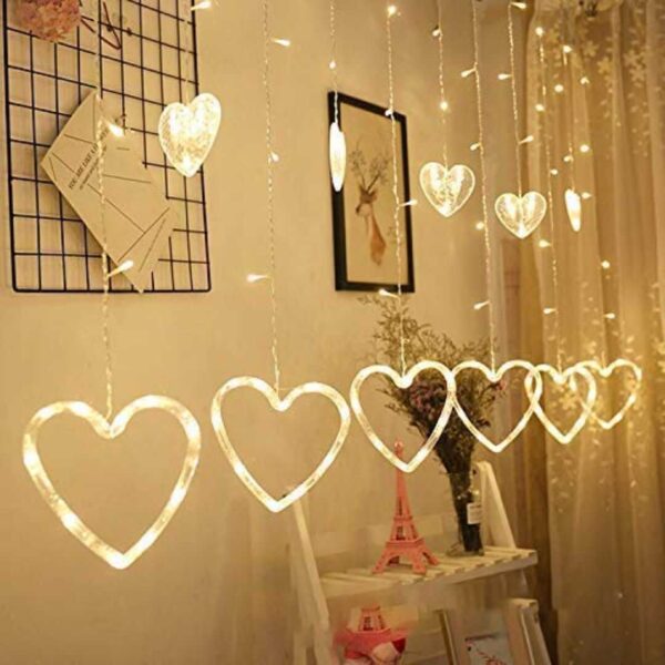 DesiDiya 130 LED Heart Shape Curtain String Lights 12 Hearts 3 - LXINDIA.COM