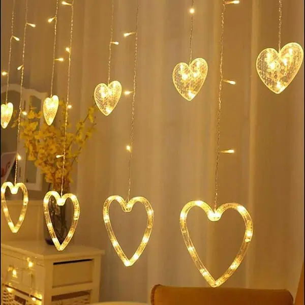 DesiDiya 130 LED Heart Shape Curtain String Lights 12 Hearts - LXINDIA.COM