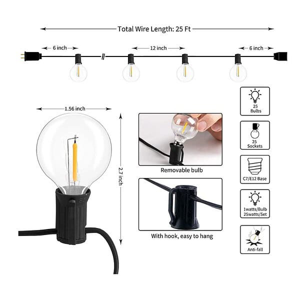 Desidiya Outdoor String Lights 25 Feet G40 Globe Ball Lights 3 - LXINDIA.COM