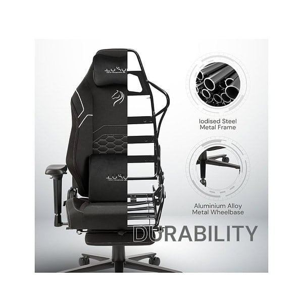 Dr Luxur Stallion Ergonomic Gaming Chair Stallion Fabric Black 2 - LXINDIA.COM