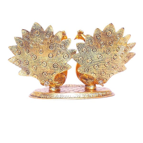 DreamKraft Loving Peacock Pair Metal Statue ShowpieceGold 2 1 - LXINDIA.COM