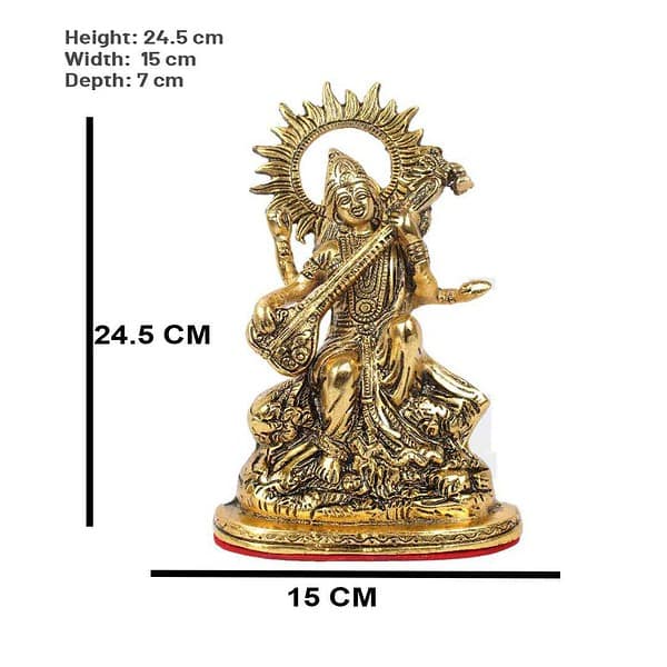 DreamKraft Metal Saraswati Showpiece for Enhance Gold Set of 1 2 1 - LXINDIA.COM