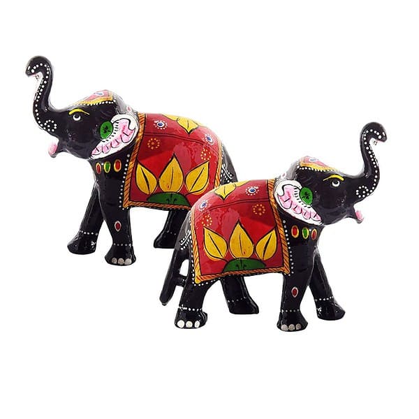 DreamKraft Paper Mache Elephant ShowpieceSet of 2 5 - LXINDIA.COM