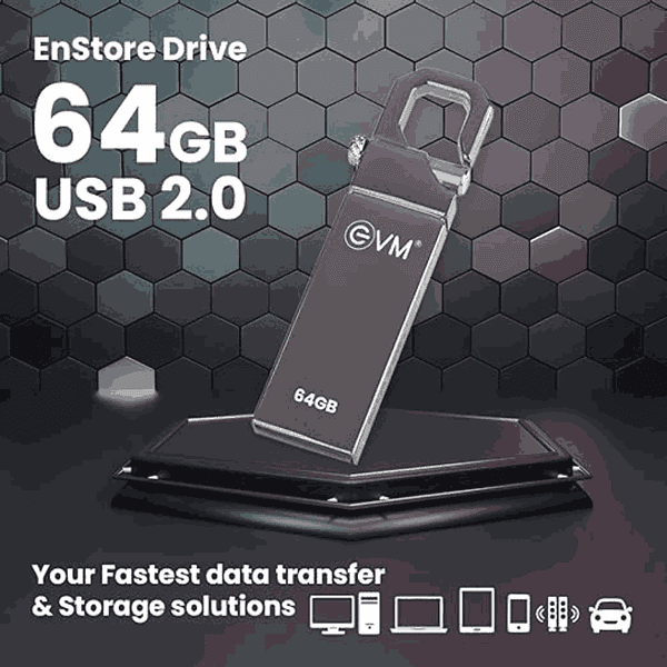 EVM EnStore 64GB Metal USB Flash Drive EVMPD64GB1 - LXINDIA.COM