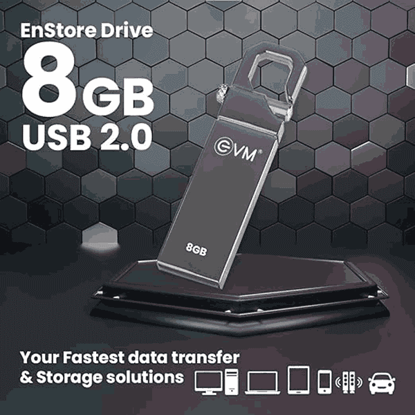 EVM EnStore 8GB Metal USB Flash Drive EVMPD8GB1 - LXINDIA.COM