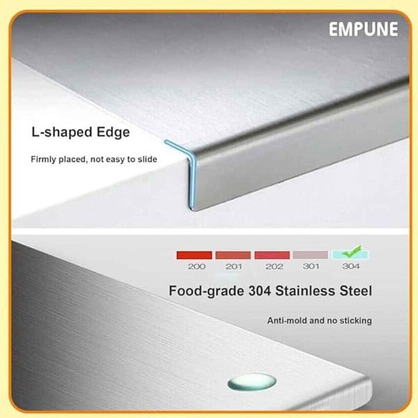 Empune 304 Stainless Steel Chopping Board with Lip and 2 Steel Straw 40 x 32 cm1 - LXINDIA.COM