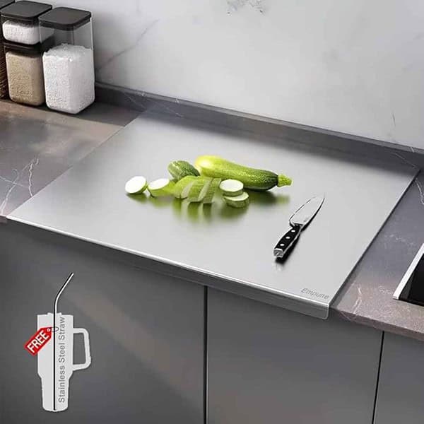 Empune 304 Stainless Steel Chopping Board with Lip for Kitchen 50 x 38 cm - LXINDIA.COM