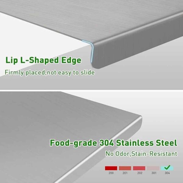 Empune 304 Stainless Steel Chopping Board with Lip for Kitchen 50 x 38 cm2 - LXINDIA.COM