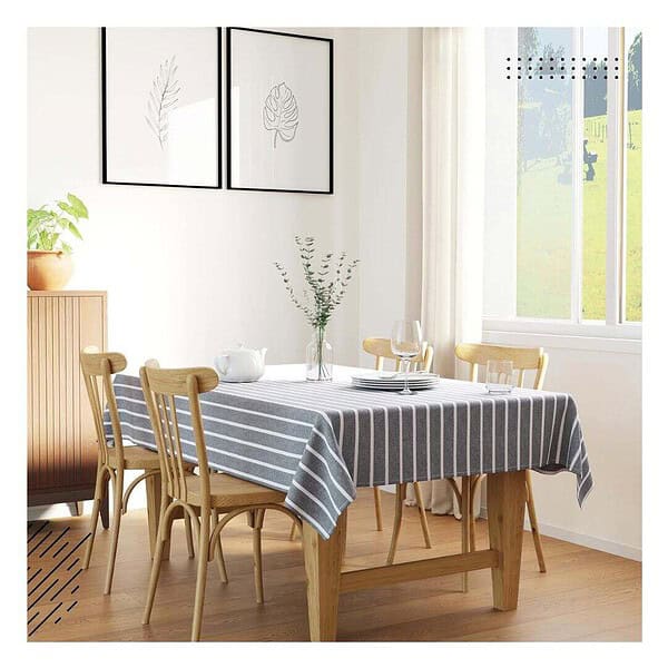 Encasa XO Cotton Rectangular Table Cloth For 6 FtRoma Grey Stripes 1 1 - LXINDIA.COM