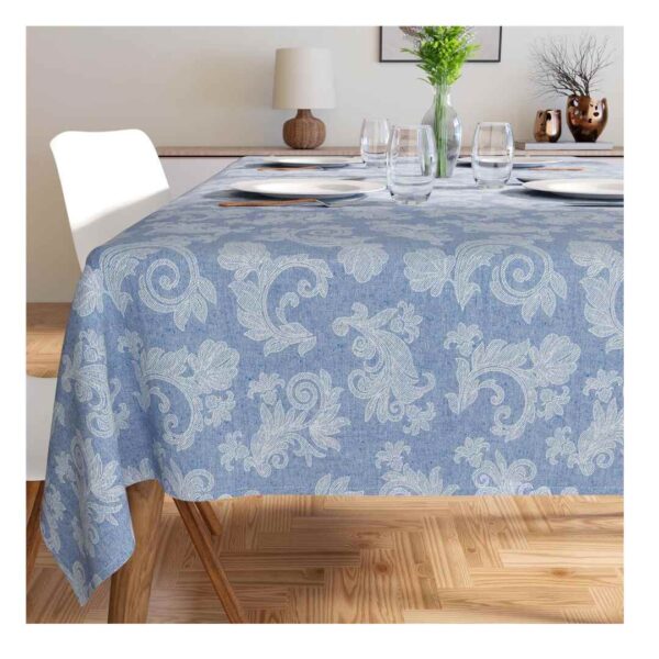 Encasa XO Dining Table Cloth Jacquard Style PrintFloral Blue 2 - LXINDIA.COM