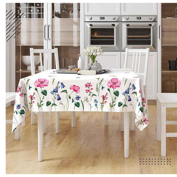 Encasa XO Polyester Dining Table Cover RectangularPink Butterflies Digital Print 1 - LXINDIA.COM