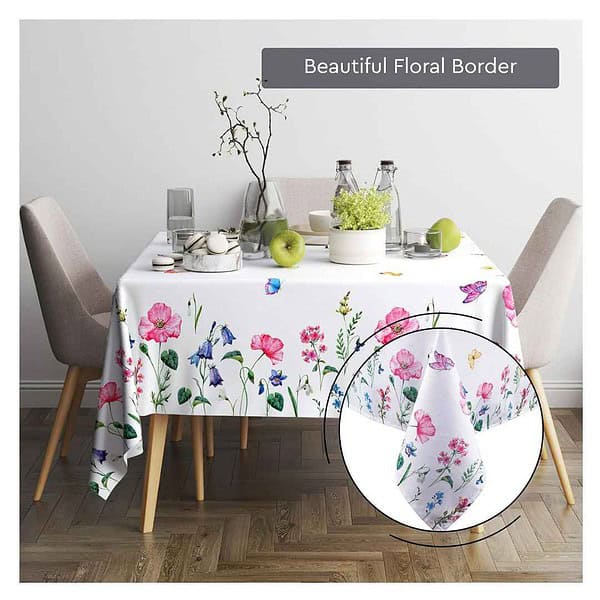 Encasa XO Polyester Dining Table Cover RectangularPink Butterflies Digital Print 2 - LXINDIA.COM