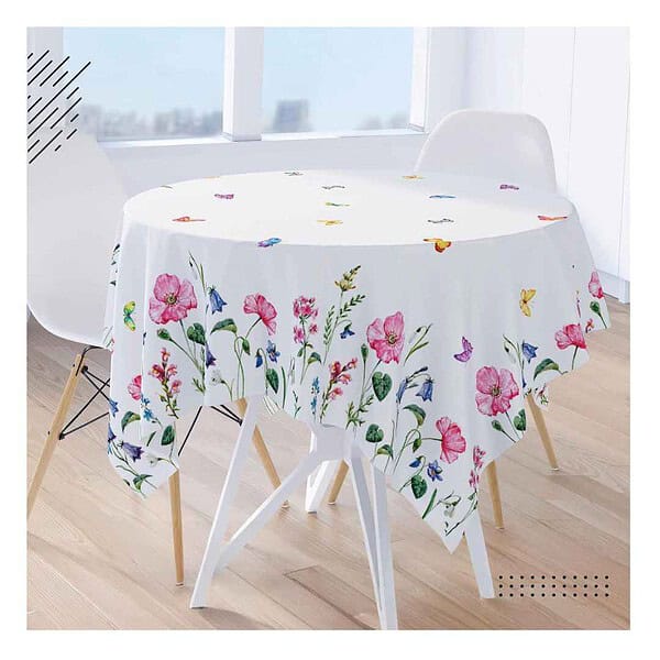 Encasa XO Polyester Dining Table Cover RectangularPink Butterflies Digital Print 3 - LXINDIA.COM