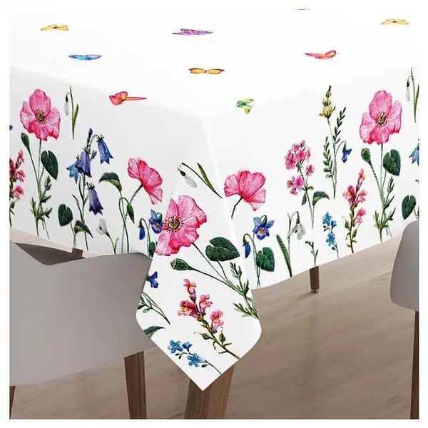 Encasa XO Polyester Dining Table Cover RectangularPink Butterflies Digital Print - LXINDIA.COM