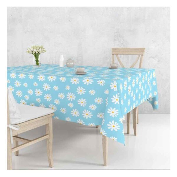 Encasa XO Printed Cotton Rectangular for 6 to 8 Seater Table Cloth Daisy Blue 2 - LXINDIA.COM