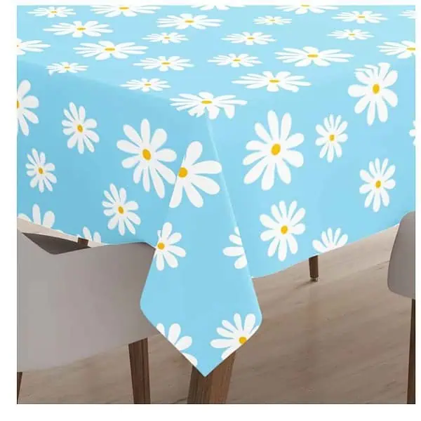 Encasa XO Printed Cotton Rectangular for 6 to 8 Seater Table Cloth Daisy Blue - LXINDIA.COM