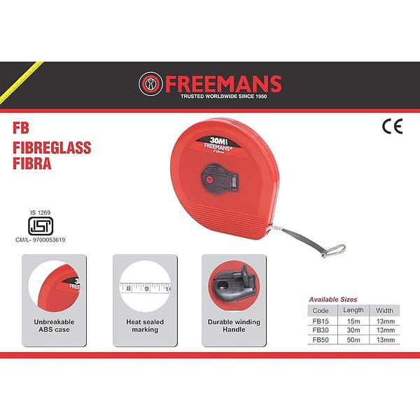 FREEMANS 30m 13 mm Fibra Fibreglass Measuring Tape1 - LXINDIA.COM