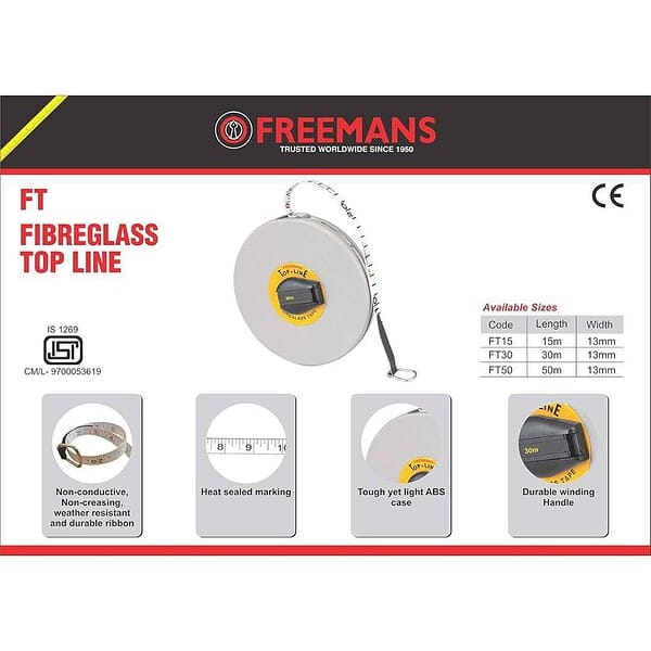 FREEMANS FT15 Fiberglass Top Line Measuring Tape1 - LXINDIA.COM