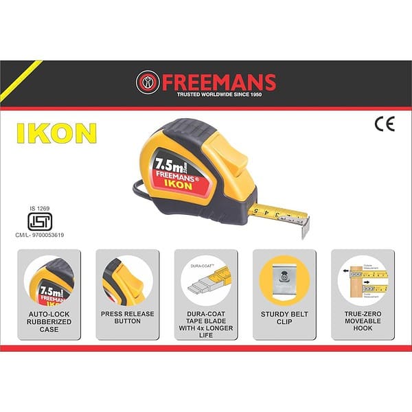 FREEMANS IKON 7.5m 25mm Steel Inchi Measuring Tape2 - LXINDIA.COM