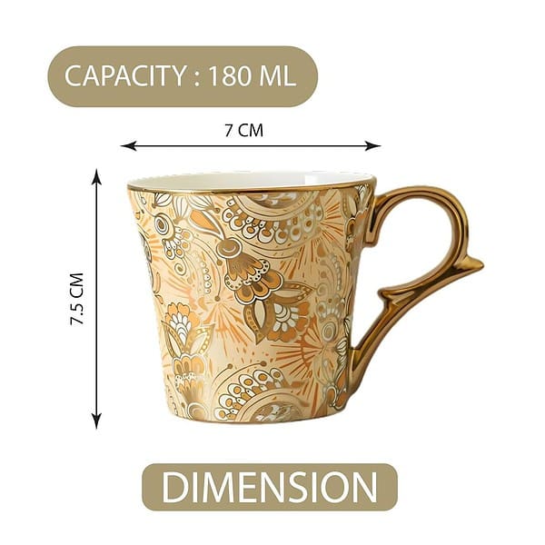 Femora Bridal Mahendi Gold Print Ceramic 6 Pcs Tea Set a - LXINDIA.COM