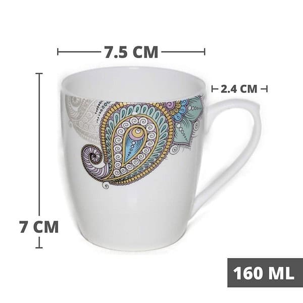 Femora Creamic Handmade Painted Peacock Cup Set of 6 - LXINDIA.COM