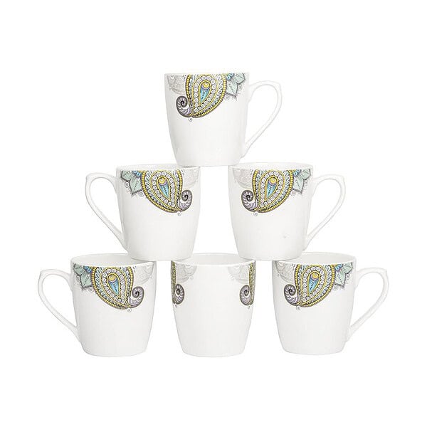 Femora Creamic Handmade Painted Peacock Cup Set of 6 A - LXINDIA.COM