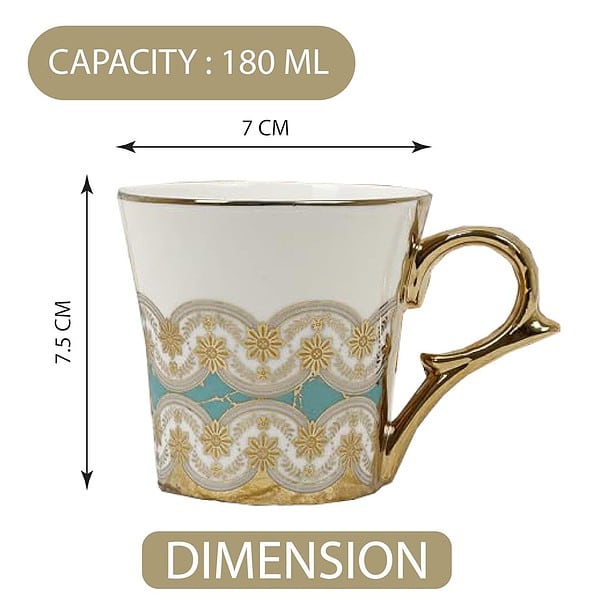 Femora Golden Royal Turquoise Pattern 6 Pcs Tea Set B - LXINDIA.COM