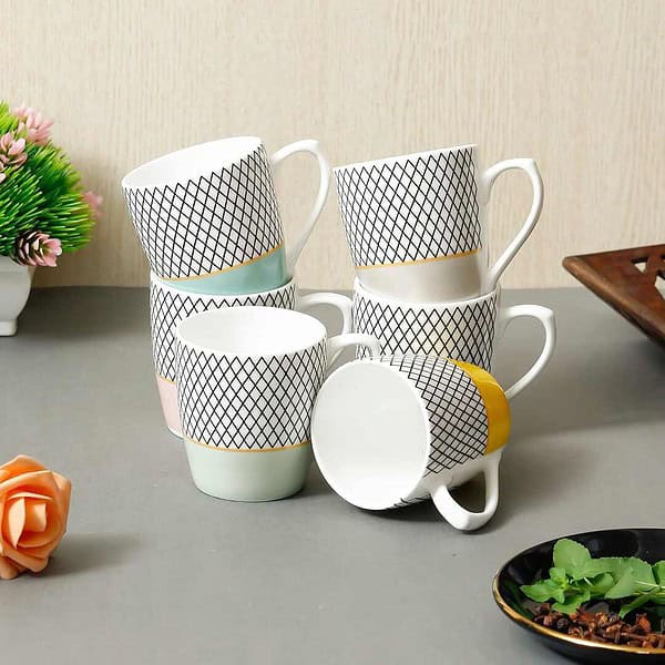 Femora Handcrafted Ceramic Cup Set of 6 B - LXINDIA.COM