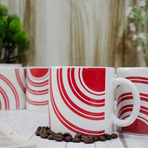 Femora Handcrafted Ceramic Tea Cup Set of 6 Red a - LXINDIA.COM