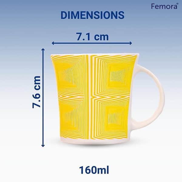 Femora Zig zag Chevron Pattern Ceramic 160 ml 6 Pcs Cup Set A - LXINDIA.COM