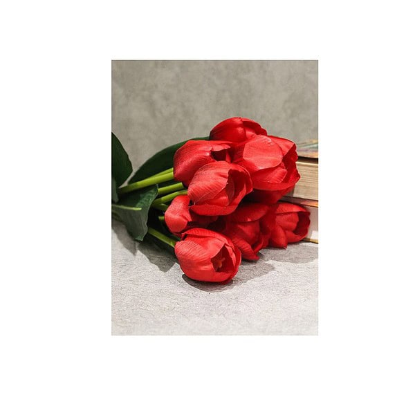 Fourwalls Beautiful Artificial Polyester and Plastic Tulip Flower Red b - LXINDIA.COM