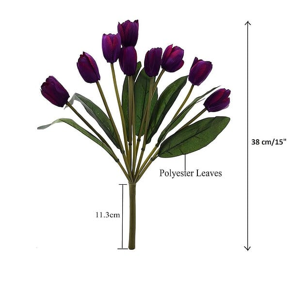 Fourwalls Beautiful Artificial Polyester and Plastic Tulip FlowerPurple b - LXINDIA.COM