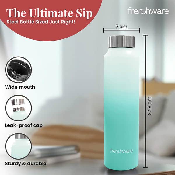 Frenchware Green Water Bottle 1 Litre Stainless Steel - LXINDIA.COM