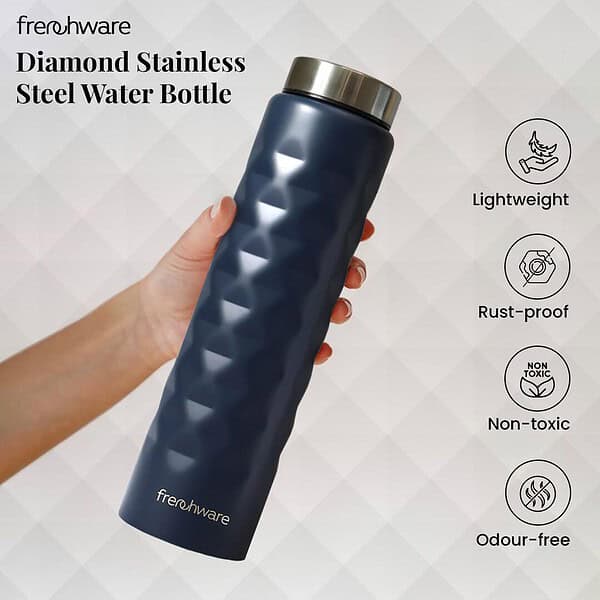 Frenchware Midnight Blue Water Bottle 1 Litre Stainless Steel A - LXINDIA.COM