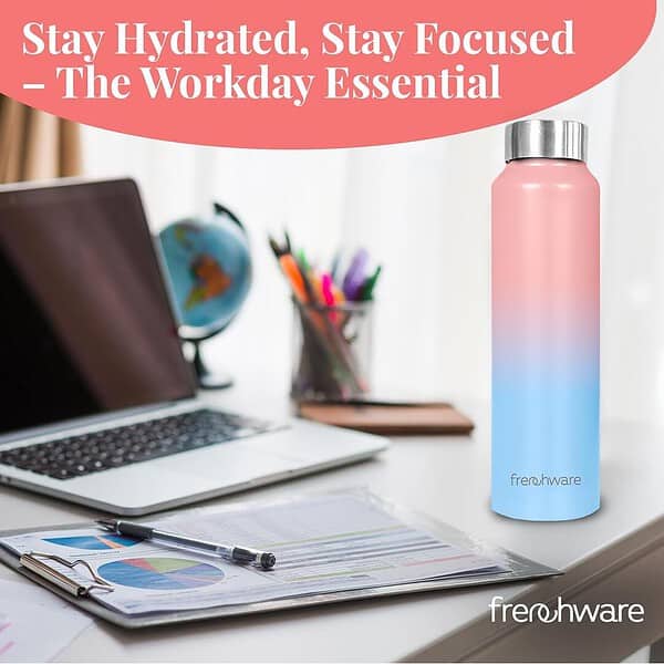 Frenchware Sky Blush Water Bottle 1 Litre Stainless Steel A - LXINDIA.COM