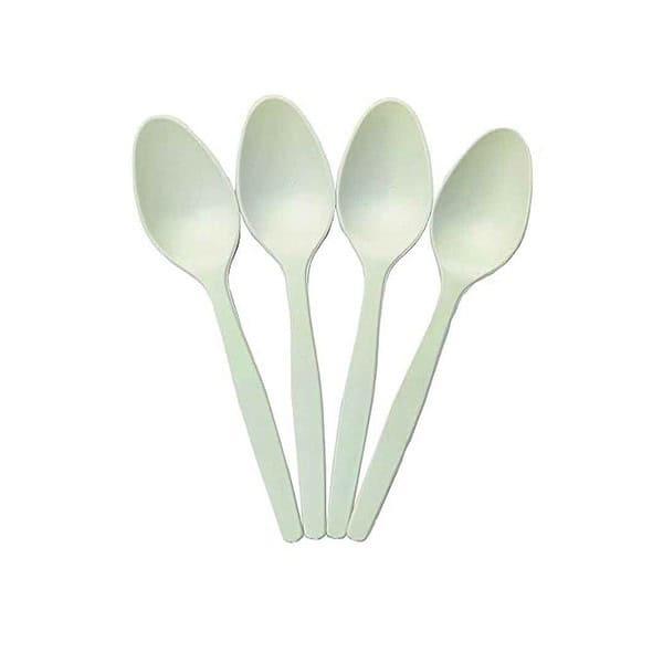 G1 6inch Corn Starch Disposable Biodegradable Spoon 100 Pcs - LXINDIA.COM