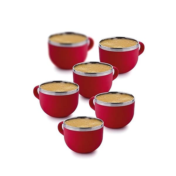 GANESH Stylish Durable Stainless Steel Set of 6 Tea cups - LXINDIA.COM