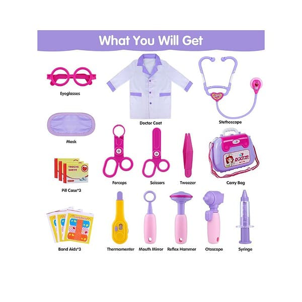 GINMIC Kids Doctor Play Kit Pretend Play Doctor Set Toys Purple 1 - LXINDIA.COM