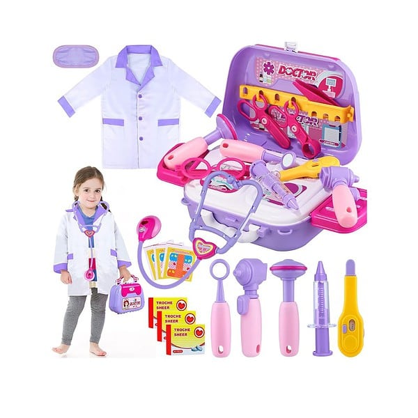 GINMIC Kids Doctor Play Kit Pretend Play Doctor Set Toys Purple - LXINDIA.COM