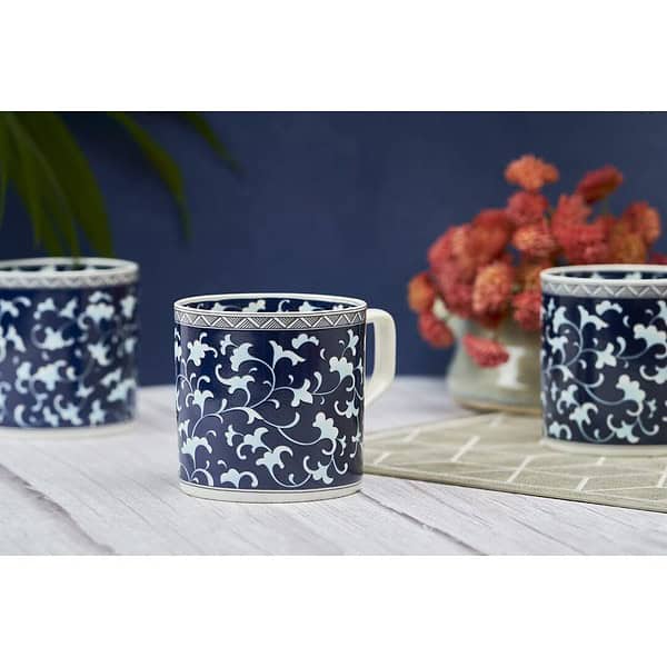 GOLDEN QUEENS Bone Indigo Coffee Cups Set Of 6 - LXINDIA.COM