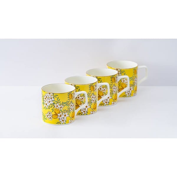 GOLDEN QUEENS Bone Yellow Lemon Coffee Cups Set Of 6 A - LXINDIA.COM